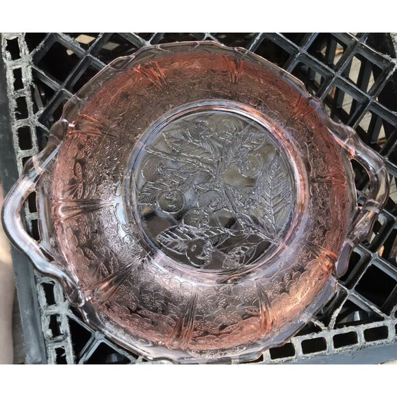 VINTAGE Jeannette CHERRY BLOSSOM PINK - 2 HANDLE BOWL - Picture 7 of 8